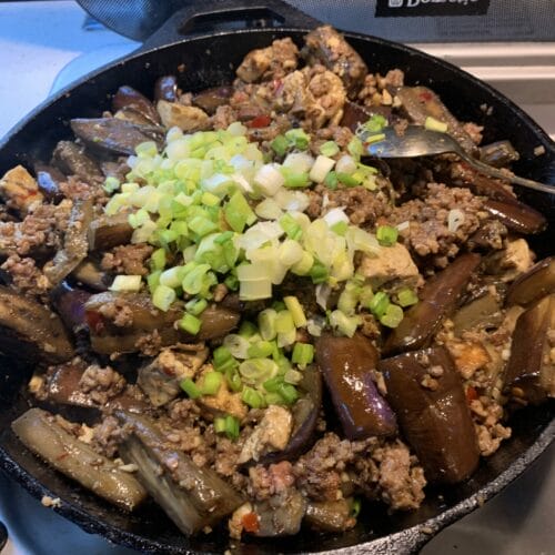 Chinese eggplant, tofu and mince Recipe